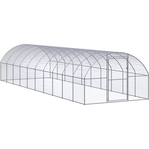 Jaula para gallinero exterior para gallinas 3x10x2 m acero galvanizado plata 02_0043998