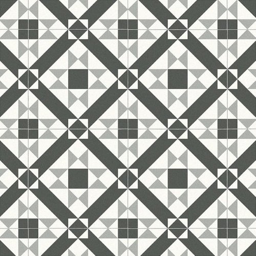 Pavimento vinílico style - baldosas de cemento gráficas - blanco y negro - rollo 2m x 3m