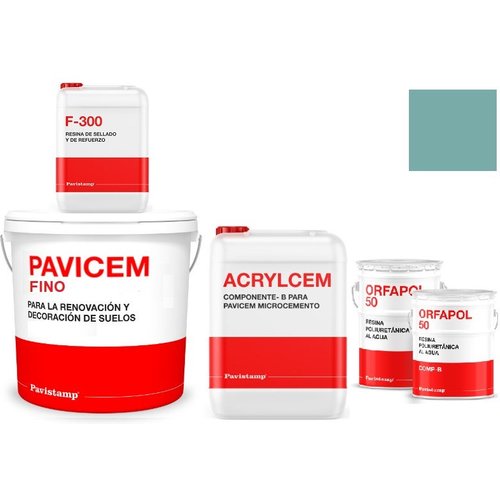 Kit microcemento 60 m2 bicomponente para paredes de yeso o pladur - poliuretano satinado-turquesa