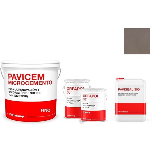 Kit microcemento 15 m2 monocomponente para paredes de yeso o pladur - poliuretano brillo-pardo