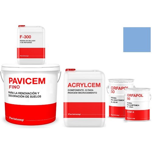 Kit microcemento 8 m2 bicomponente para paredes de yeso o pladur - poliuretano brillo-azul