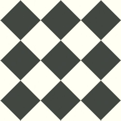 Happy days vinyl flooring - baldosas en damero diagonal - blanco y negro - rollo 2m x 13m