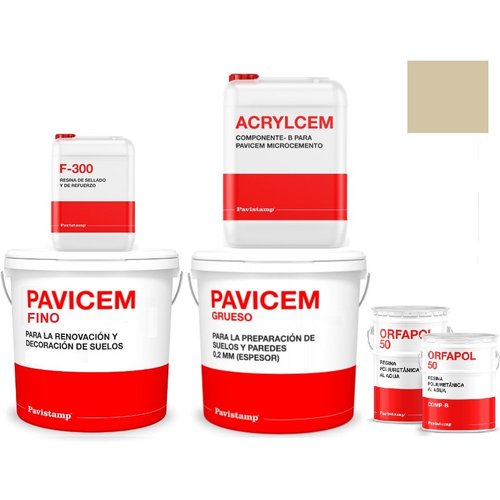 Kit microcemento 8 m2 bicomponente - paredes y suelos cerámica o mortero - poliuretano brillo-jade