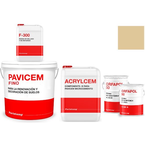 Kit microcemento 15 m2 bicomponente para paredes de yeso o pladur - polureteno mate-piedra