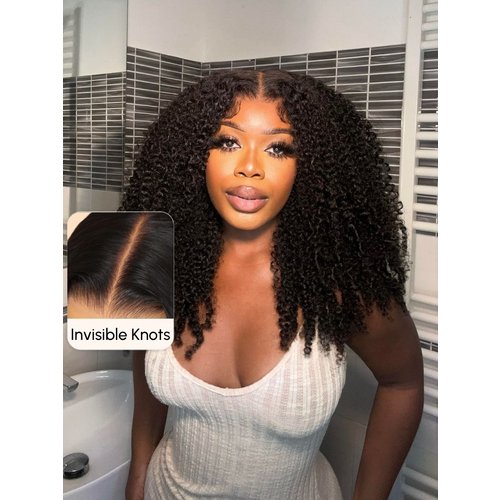 Bye Bye Knots Wig 7x5 Pre-Cut Glueless Lace Kinky Curly Wig With Bleached Knots 150% Density