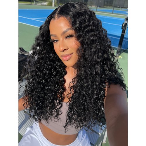 Invisi Drawstring 7x5 Pre-Cut/ Pre-Bleached Bye Bye Knots Glueless Wig Quick Install Lace Water Wave Invisible Knots Lace Wig