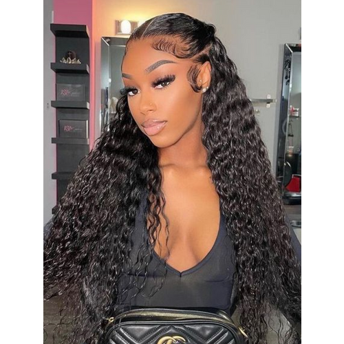 13x4 HD Lace Frontal Wigs Curly Glueless Human Hair Wig 200% Density Natural Color