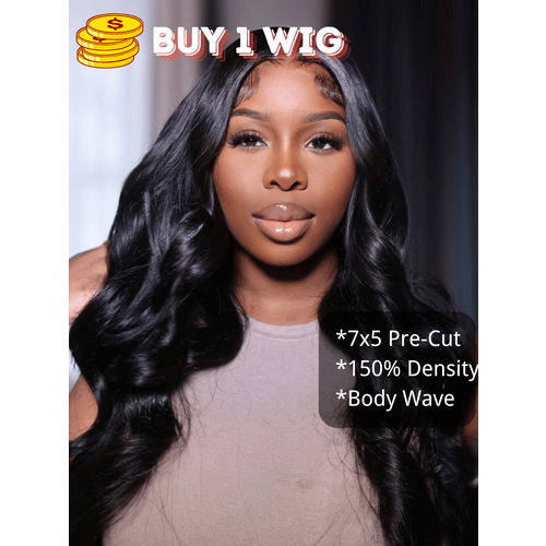UNice BOGO 7x5 Glueless Bye-Bye Knots Body Wave Wig Pre Cut Lace Pre Plucked Hairline