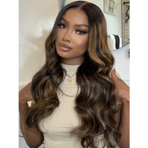 7x5 Bye Bye Slip™ Wig Glueless Lace Balayage Highlight Body Wave Drawstring Wig