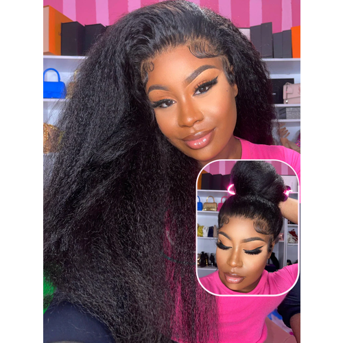13x4 Lace Front Wig Kinky Straight Natural Baby Hair Wig Bouncy 150% Density