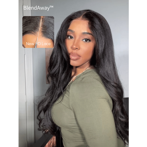5x5 Thin HD BlendAway Lace 180% Density Glueless Lace Yaki Hair Wig