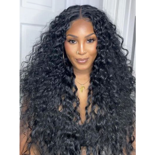 Middle Part Lace Kinky Curly Wigs 150% Density Natural Hairline Glueless Wigs