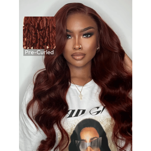 7x5 Bye Bye Knots Wig Glueless Lace Reddish Brown Body Wave Bleached Knots Wig