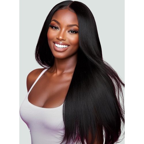 EasiContour™ V Part Glueless Yaki Straight Wig 100% Human Hair 150% Density
