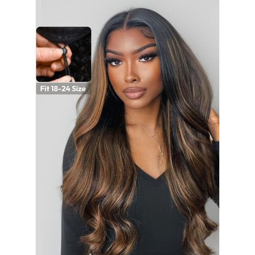 7x5 ByeBye Knots™ Wig Glueless Lace Balayage Highlight Body Wave Wig No Burden