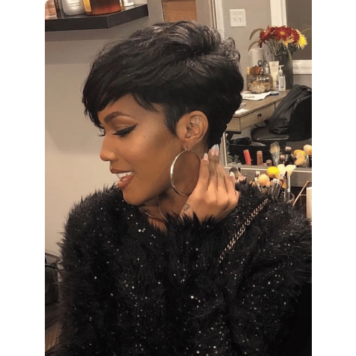 UNice Short Pixie Cut Human Hair Glueless Wig With Full Bangs