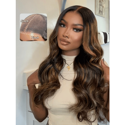 7x5 Bye Bye Knots™ Glueless Lace Wig Balayage Highlight Body Wave Wig