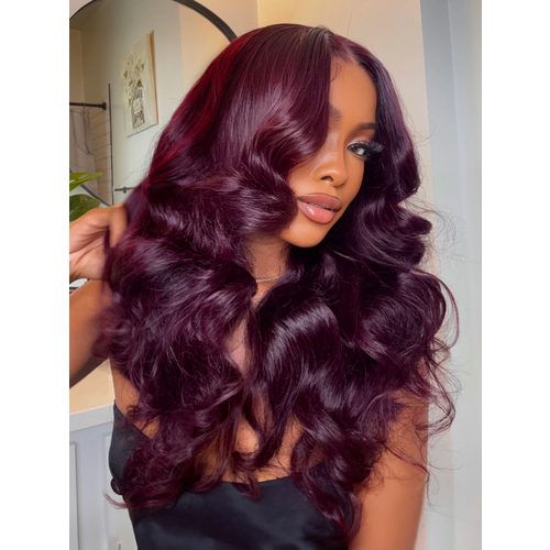 13x4 Pre-Everything™ Lace Frontal Black Cherry Layered Straight Wig