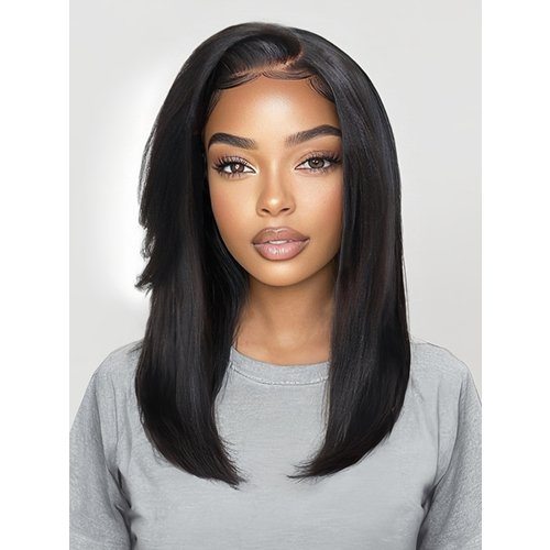 7x5 Bye-Bye Knots™ Lace Yaki Straight Invisi Drawstring Wig With Side Bangs