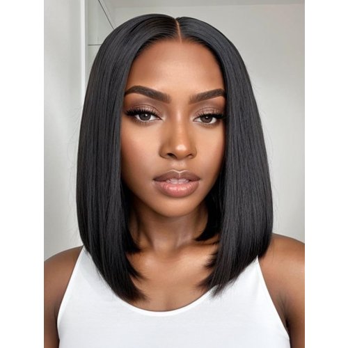 UNice 13x4 Lace Front Yaki Bob Wig Sweat-Proof Lace Cap– Pre-Cut Pre-Bleached With Invisible Drawstring