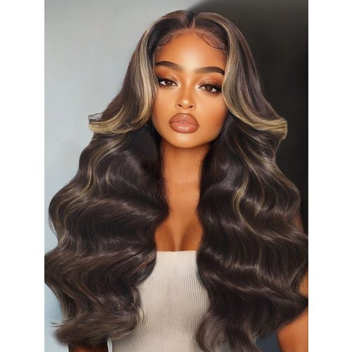 Bye-bye knots Chocolate Brown With Highlights Loose Wave Wig With Face Framing Layers Member Only