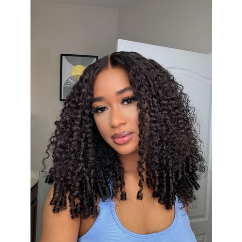 Curly Texture Premium Hair With Finger Coil Ends 7x5 Bye-Bye Knots Lace Wig