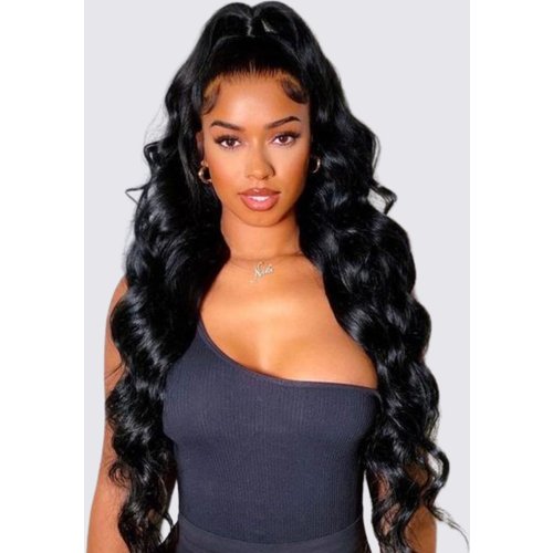 UNice 13x4 Lace Frontal With Body Wave Human Hair Bundle For Frontal Ponytail Style