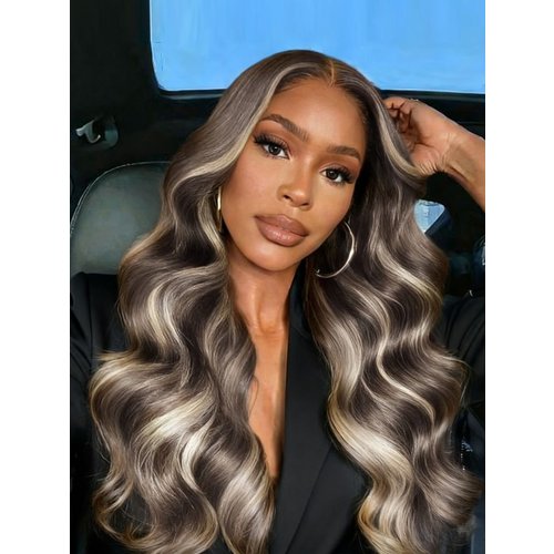 UNice 13x4 Pre-Everything™ Lace No Slip Frontal Ash Brown Blonde Highlights Loose Wave Drawstring Wig with Face Framing Layers