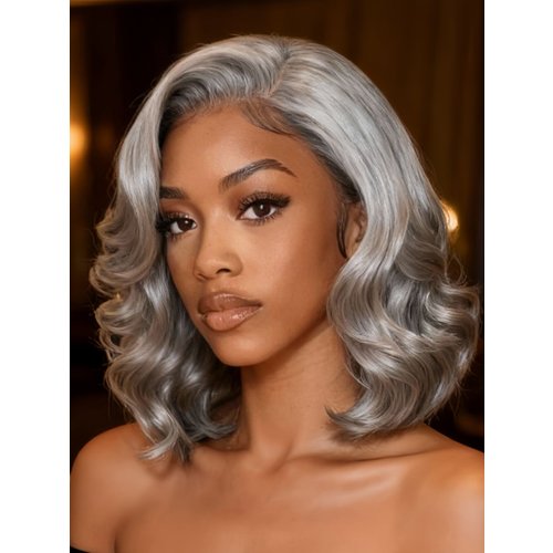 UNice Boss-Vibe Salt and Pepper Blowout Layered Bob Glueless Wig 6.5x1.5 Side Part Lace With Invisi Drawstring