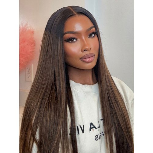 UNice Balayage Highlights 100% Human Hair 13x4 Pre-Everything™ Lace Frontal Yaki Straight Drawstring Wig