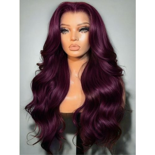 7x5 & 13x4 Bye-Bye Slip™ Glueless Lace Purple Black Cherry Loose Wave & Layered Straight Wig-Pull & Go With Invisi Drawstring