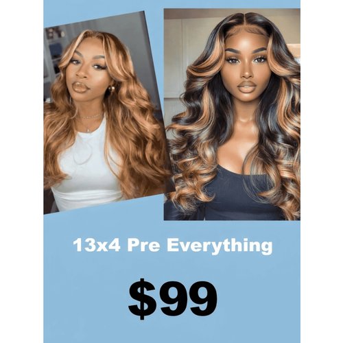 13x4/7x5 Pre-Everything Lace Front Wig Lace Loose Wave Butterscotch Highlights Brown Wig& Blonde Highlight Wig 150% Density
