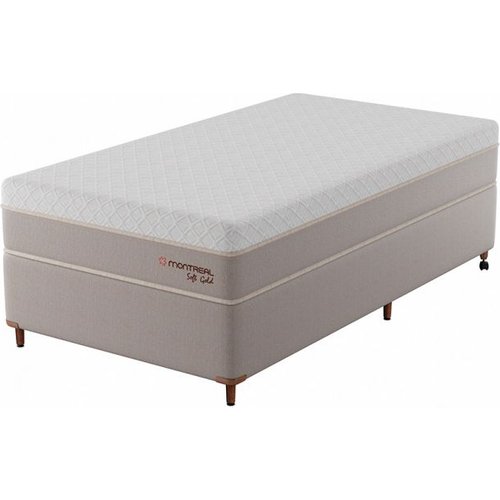 Cama Box Com Colchão Solteiro Soft Gold Molas Ensacadas (28x88x188) Bege