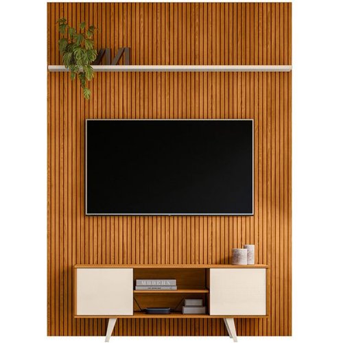 Rack Com Painel Para Tv Até 65 Polegadas New Panorama 2 Portas Cinamomo E Off White