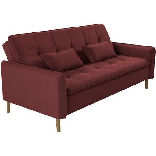 Sofá-cama Casal 3 Lugares Donna Veludo Vinho