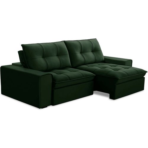 Sofá 3 Lugares Retrátil E Reclinável Argos Veludo Verde