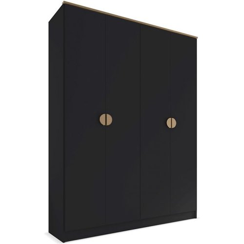 Guarda-roupa Solteiro Asti 100% Mdf 4 Portas 2 Gavetas Preto