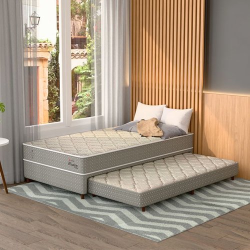 Bicama Box Com Colchão Master Hotel Solteiro Molejo Superelastic (67x88x188) Bege