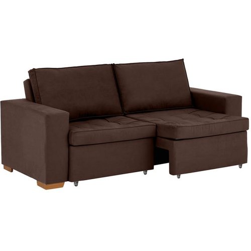 Sofá 3 Lugares Retrátil Classic Suede Marrom