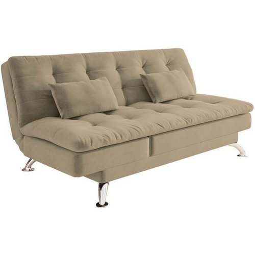 Sofá-cama Casal 3 Lugares Amanda Suede Bege
