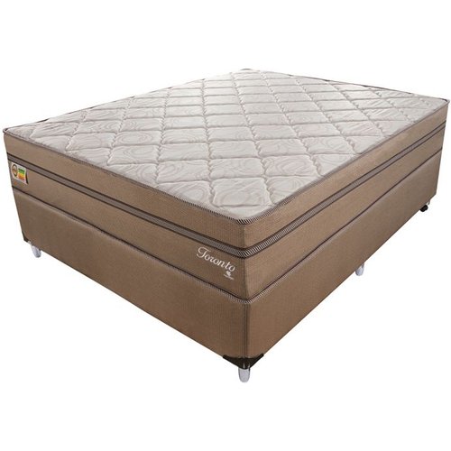 Cama Box Com Colchão Casal Toronto Mola Ensacada (70x138x188) Dourado E Bege