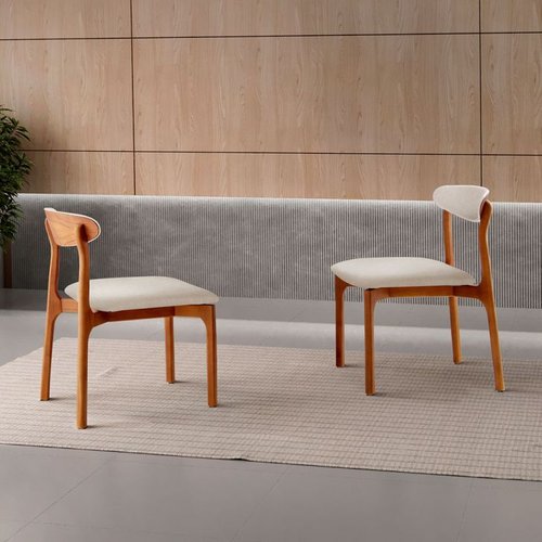 Conjunto Com 2 Cadeiras Italia Linho Branco E Imbuia Natural