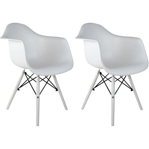 Conjunto Com 2 Cadeiras Charles Eames Com Braço Ii Branco