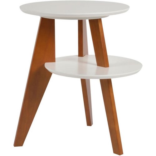 Mesa Lateral Tampo Duplo Gravity Branca E Castanho