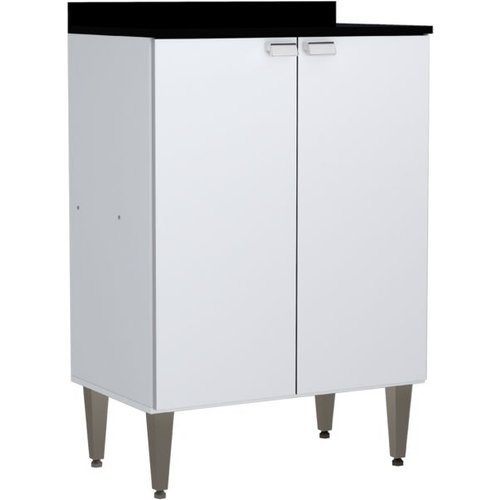 Balcão De Cozinha Com Tampo Carol 2 Portas Branco E Preto