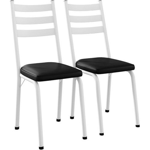 Conjunto Com 2 Cadeiras New Revestimento Sintético Preto E Branco