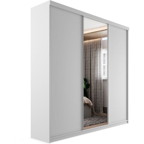 Guarda-roupa Casal Com 1 Espelho Geneve 3 Portas 4 Gavetas Branco