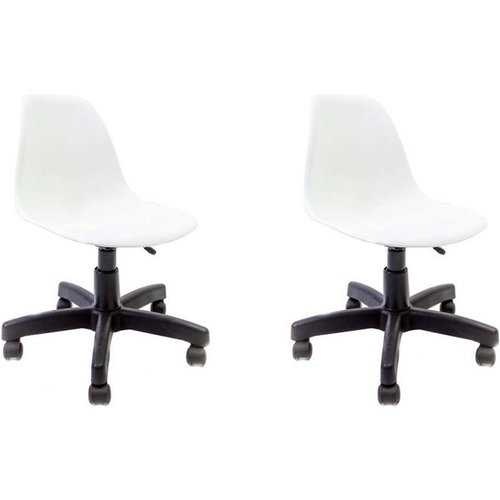 Conjunto Com 2 Cadeiras De Escritório Secretária Eames Rioja Branco