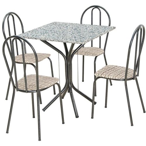 Conjunto De Mesa Thais Com 4 Cadeiras Craqueado Preto Rattan