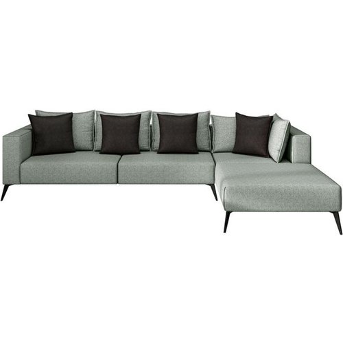 Sofá 5 Lugares Doha Com Chaise Direito Poliéster Cinza